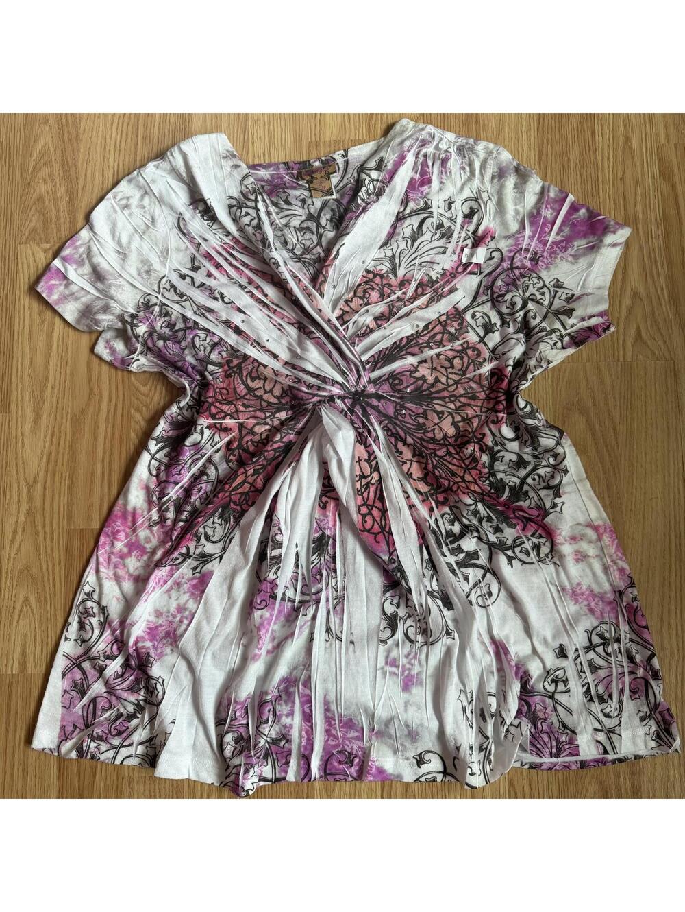 Vintage Y2K Wrangler Twist Top Babydoll Rhinestones XL